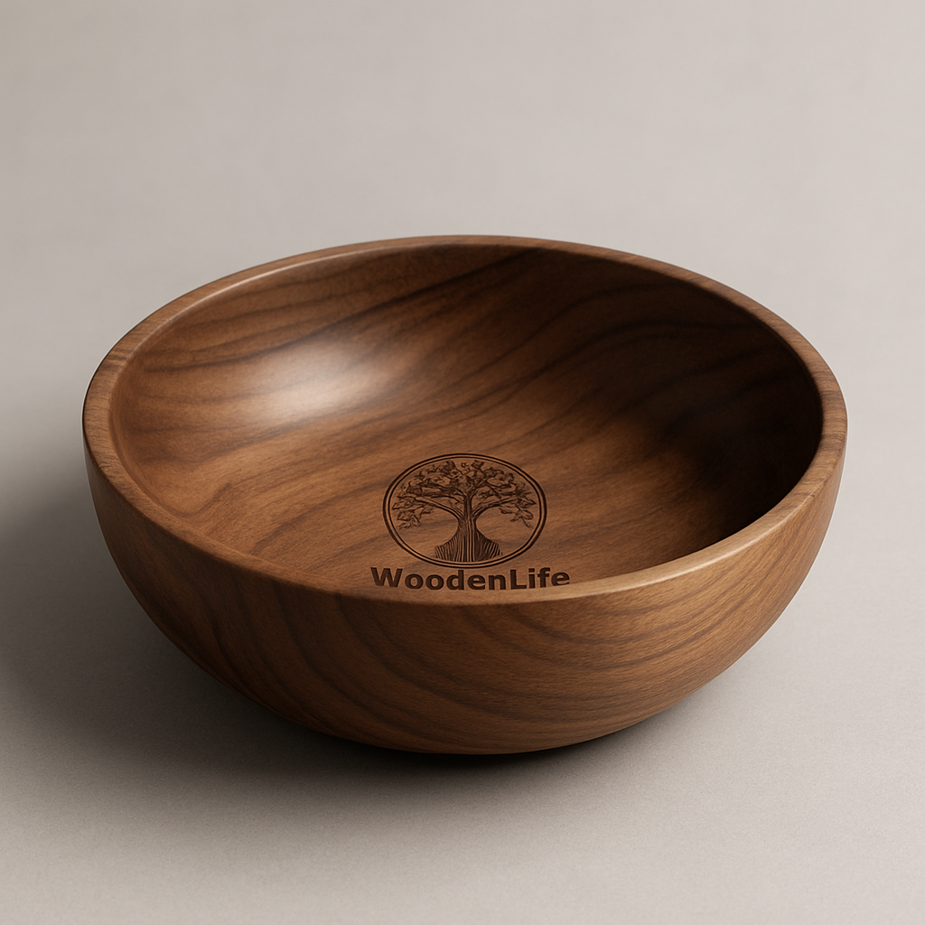Hand-Carved Walnut Wood Bowl