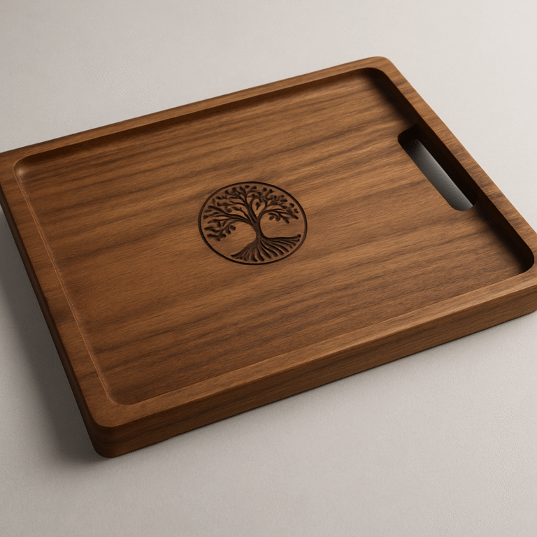 Traditional Moroccan Walnut Serving Tray (Gesea)