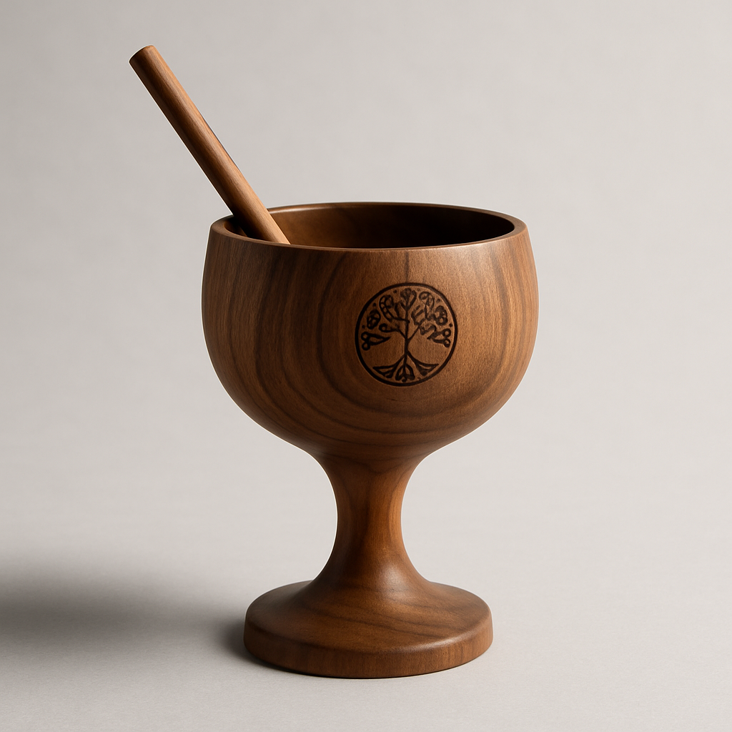 Wooden Cocktail Glass with Straw