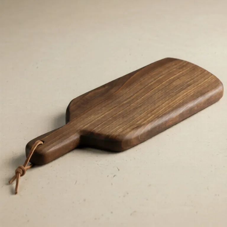 Premium handcrafted walnut wood cutting board with natural wood grain on neutral background